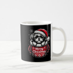 Caneca De Café Camiseta Gráfica Feliz Natal Shih Tzu