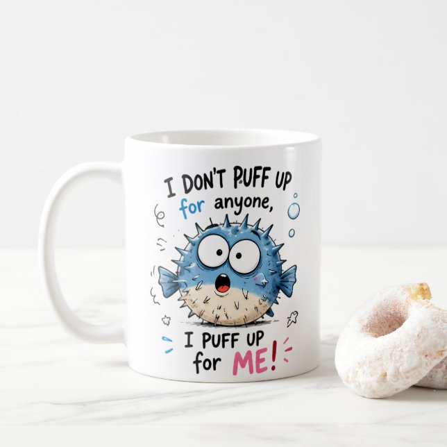 Caneca De Café Camiseta Infantil de Peixe-Puff Engraçada | Eu Me  (Com Donut)