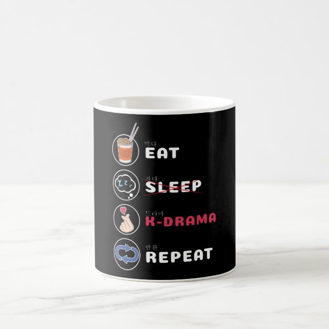 Caneca De Café Camiseta K-Drama Come Drama Sono Repetir (Centro)