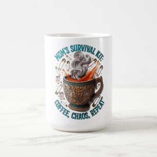 Caneca De Café Camiseta Kit de Sobrevivência da Mamãe Café Caos