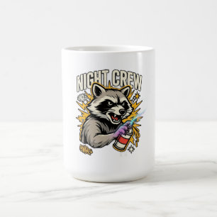 Caneca De Café Camiseta Manga Longa Night Crew Raccoon Graffiti