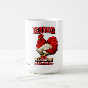 Caneca De Café Camiseta Masculina Galo Vermelho e Branco