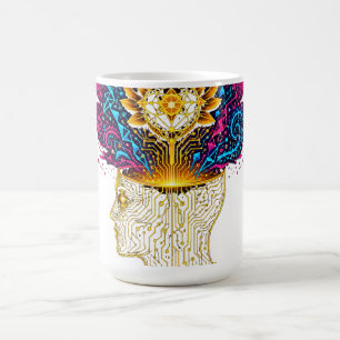 Caneca De Café Camiseta Masculina Gráfica de Mente Cibernética Ev