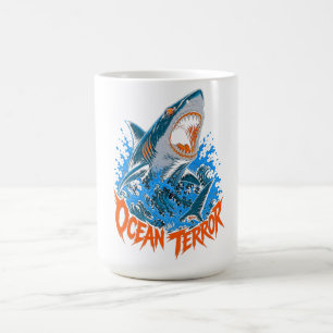 Caneca De Café Camiseta Masculina Gráfica de Tubarão de Terror Oc