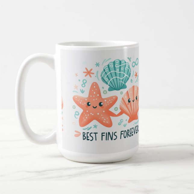 Caneca De Café Camiseta Melhores Nadadeiras Para Sempre, Estrela- (Esquerda)