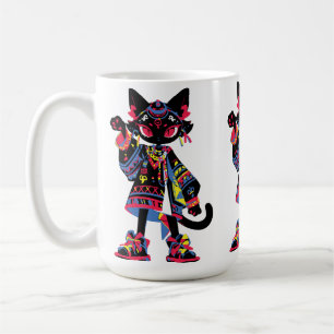 Caneca De Café Camiseta Mystic Kawaii Cat – Espírito Tribal Color
