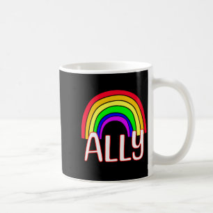 Caneca De Café Camiseta Orgulho Coração E Arco-Íris Lgbtqia Aliad
