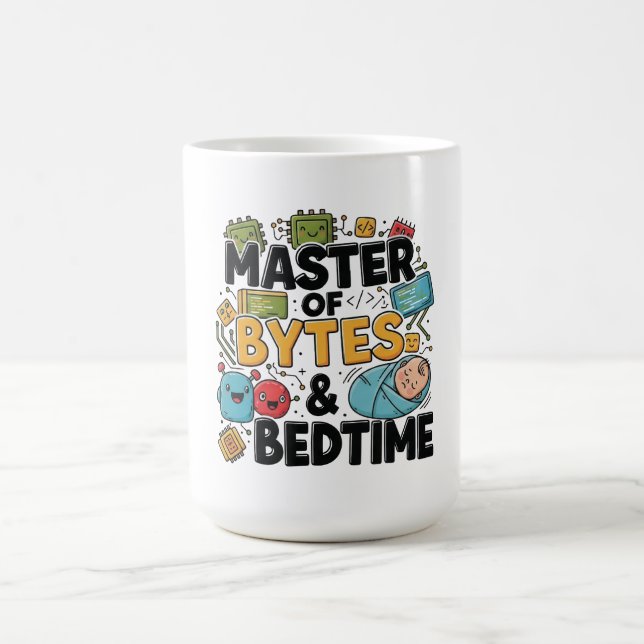 Caneca De Café Camiseta Pai da Hora de Dormir e Bytes (Centro)