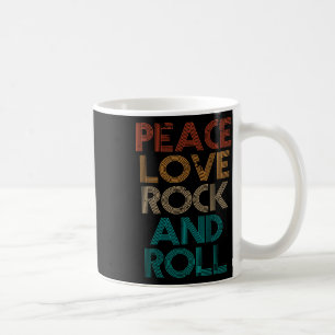 Caneca De Café Camiseta Paz Amor Rock N Roll Vintage Banda Rock C