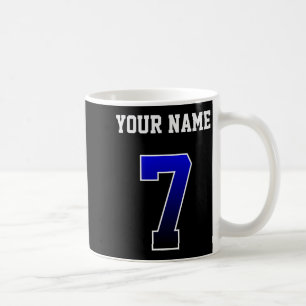 Caneca De Café Camiseta Personalizada Azul Número 7