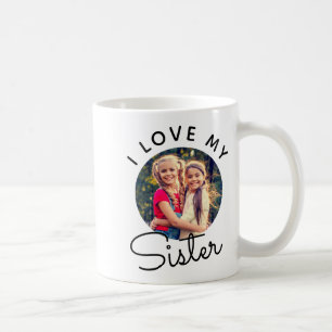 Caneca De Café Camiseta Personalizada com Foto Eu Amo Minha Irmã