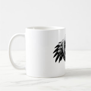 Caneca De Café Camiseta Preta e Branca de Cabeça Abutre