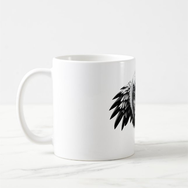Caneca De Café Camiseta Preta e Branca de Cabeça Abutre (Esquerda)