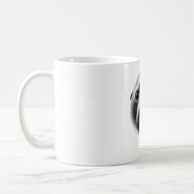 Caneca De Café Camiseta Realista Preta e Branco (Esquerda)