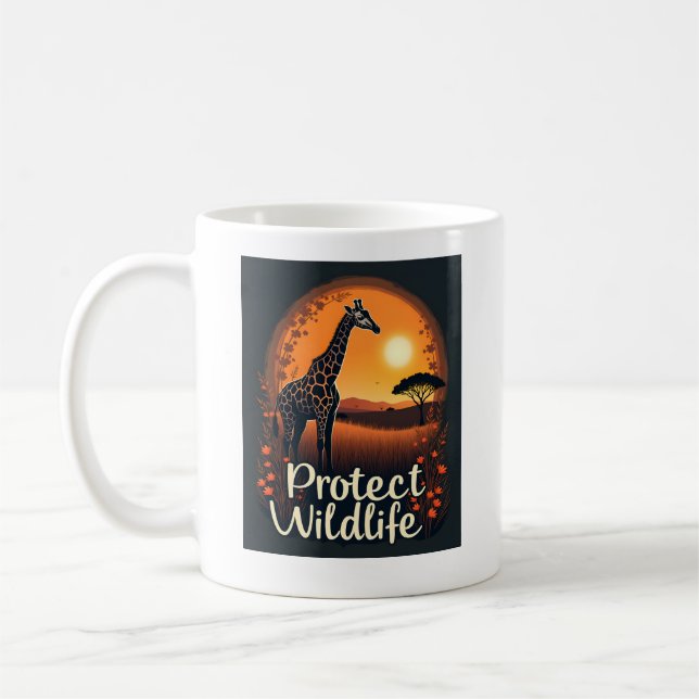 Caneca De Café Camiseta Regata de Girafa da Savana (Esquerda)