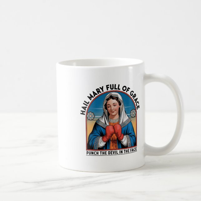 Caneca De Café Camiseta Religiosa de Boxe da Maria Piada Cristã (Direita)