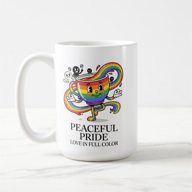 Caneca De Café Camiseta Retro Copa de Café Arco-Íris Orgulho Pací (Esquerda)