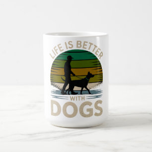 Caneca De Café Camiseta Retro do Pôr do Sol - A Vida é Melhor Com