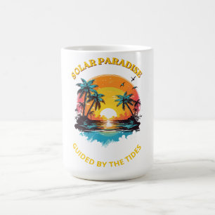 Caneca De Café Camiseta Retro Solar Paradise Guided by the Tides