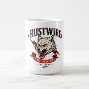 Caneca De Café Camiseta Rustwire Wolf Skull