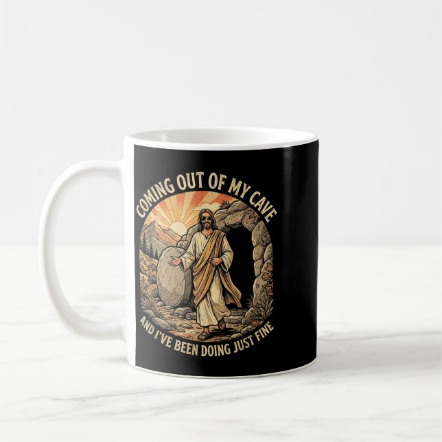 Caneca De Café Camiseta Saindo da Caverna Jesus Religião Cristã (Esquerda)
