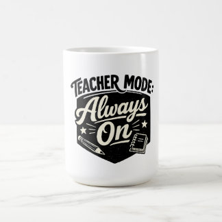 Caneca De Café Camiseta Teacher Mode Always On – Crachá Retro Div