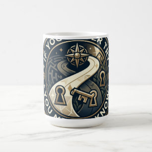 Caneca De Café Camiseta Tente Saber: Design de Insígnia Dourada V