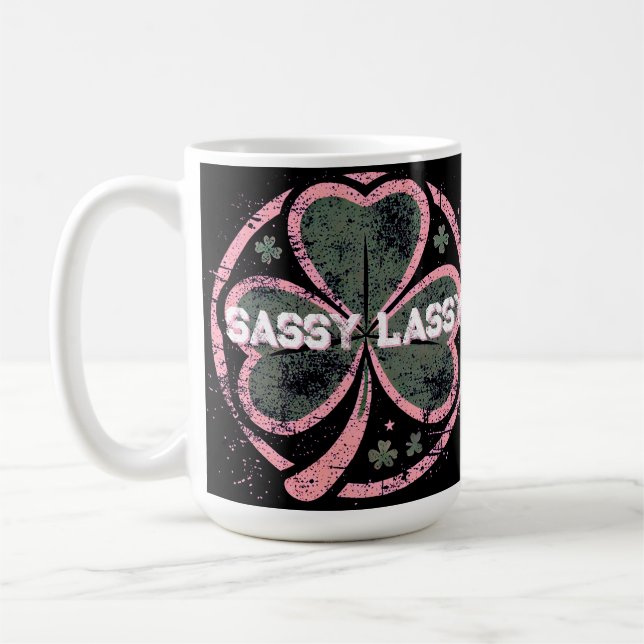 Caneca De Café Camiseta Tinta Rosa Sassy Lassy Grunge (Esquerda)