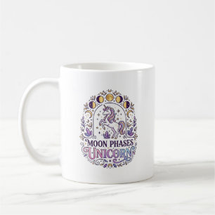 Caneca De Café Camiseta Unicórnio Fases da Lua Unicórnio Fundo Br