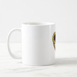 Caneca De Café Camiseta Vetorial Vintage Coração de Girassol Amor