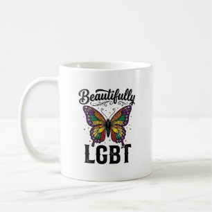 Caneca De Café Camiseta Vintage Orgulho Borboleta LGBT Lindamente