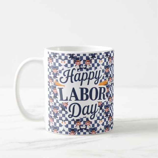 Caneca De Café Camisetas do Dia do Trabalho Patriótico para Traba (Esquerda)