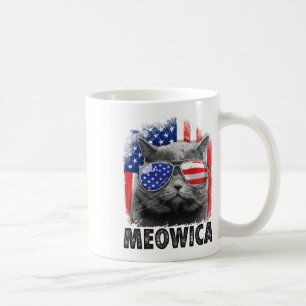 Caneca De Café Camisetas do gato 4 de julho Meowica Merica Homens