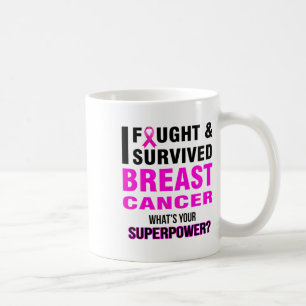 Caneca De Café Camisetas Lutou E Sobreviveu Ao Cancro Da Mama