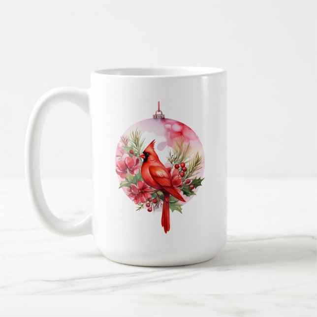 Caneca De Café Camisola de Natal para Cardeal Floral feminino (Esquerda)