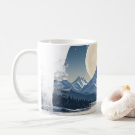 Caneca De Café Camisola de Paisagem de Montanha sob Lua Cheia
