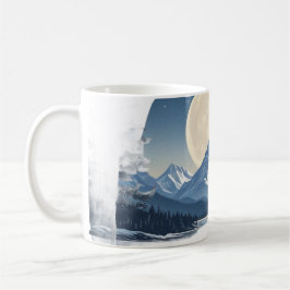 Caneca De Café Camisola de Paisagem de Montanha sob Lua Cheia
