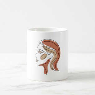 Caneca De Café Camisola Gráfica de Arte de Linha Única Minimalist