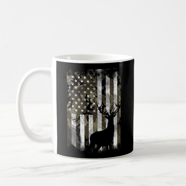 Caneca De Café Camo American Flag Deer Hunter Hunter (Esquerda)