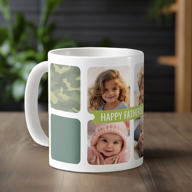 Caneca De Café Camo de Colagem de Fotografias Personalizada de Di (Custom Photo Mug)