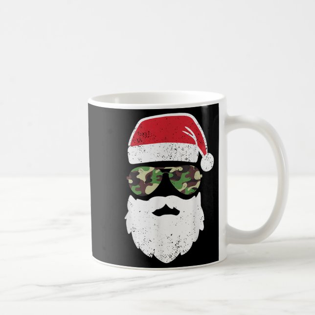 Caneca De Café Camo Santa Claus Sungles Engraçado Camo Natal Camo (Direita)