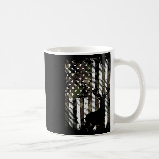 Caneca De Café Camoflage Camoflage, Deer Elk Buck, Bandeira Ameri (Direita)