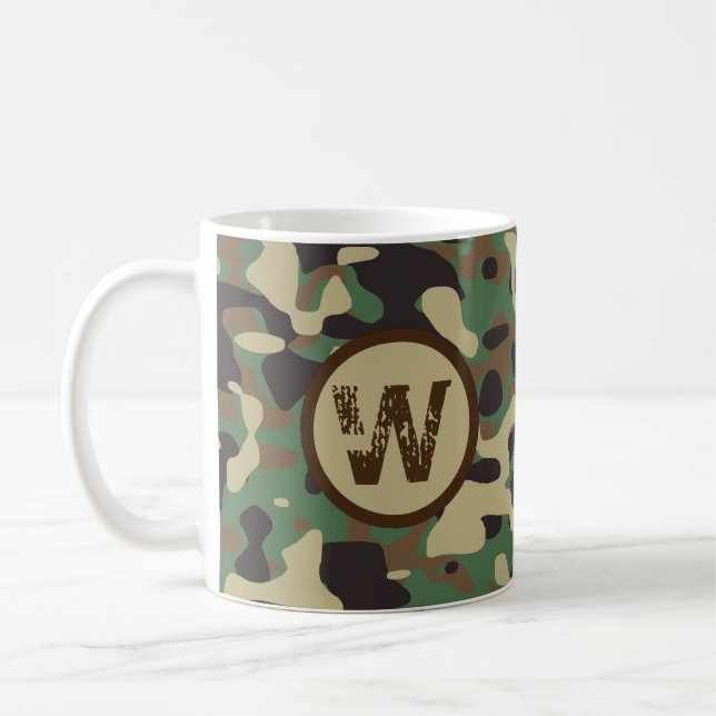 Caneca De Café Camouflage do Exército Militar Monogrammed (Esquerda)