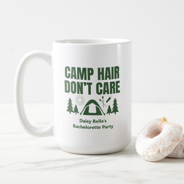 Caneca De Café Camp Hair Don't Care Bachelorette Green  (Com Donut)