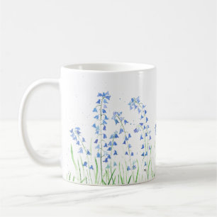 Caneca De Café Campainhas de aquarelas Madeira azul-floral