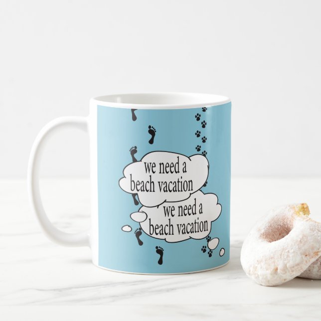 Caneca De Café Campanha Combo Mug de Cão de Férias de Praia (Com Donut)