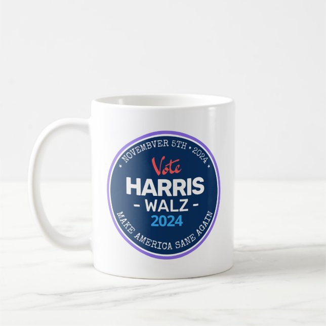 Caneca De Café campanha harris walz, tim walz, kamala harris, kam (Esquerda)