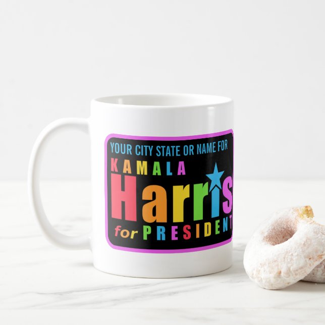 Caneca De Café Campanha Política Chic 2024 Kamala Harris (Com Donut)