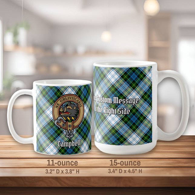 Caneca De Café Campbell Crest over Dress Tartan (Criador carregado)