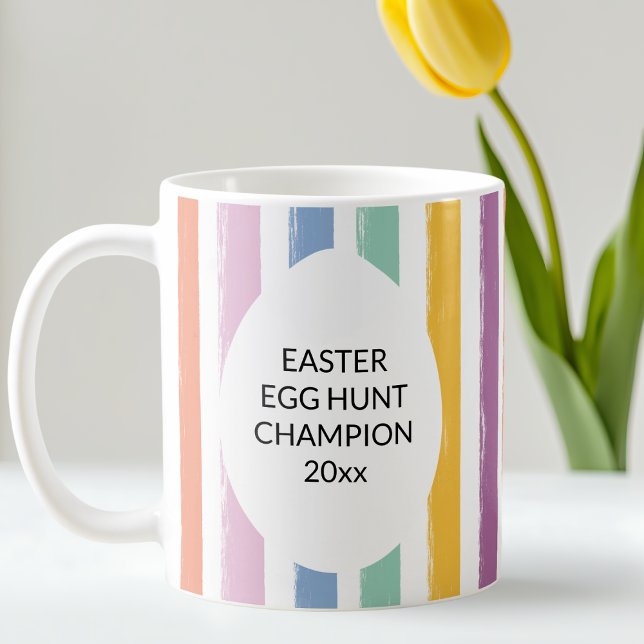 Caneca De Café Campeão de Caça de Ovo de Páscoa Moderno Colorido (Easter Egg Hunt Champion Colorful Modern Striped Coffee Mug)